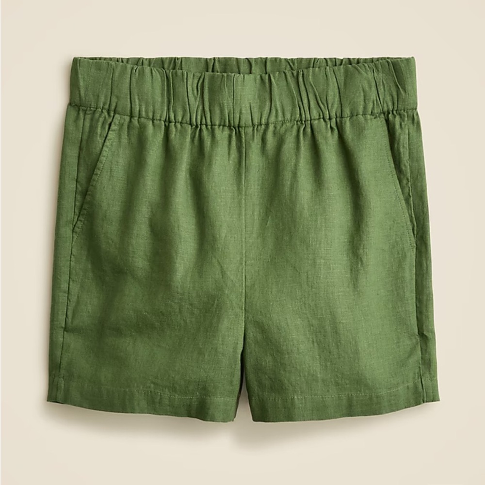 New!  J. Crew Linen Shorts in utility green size S
